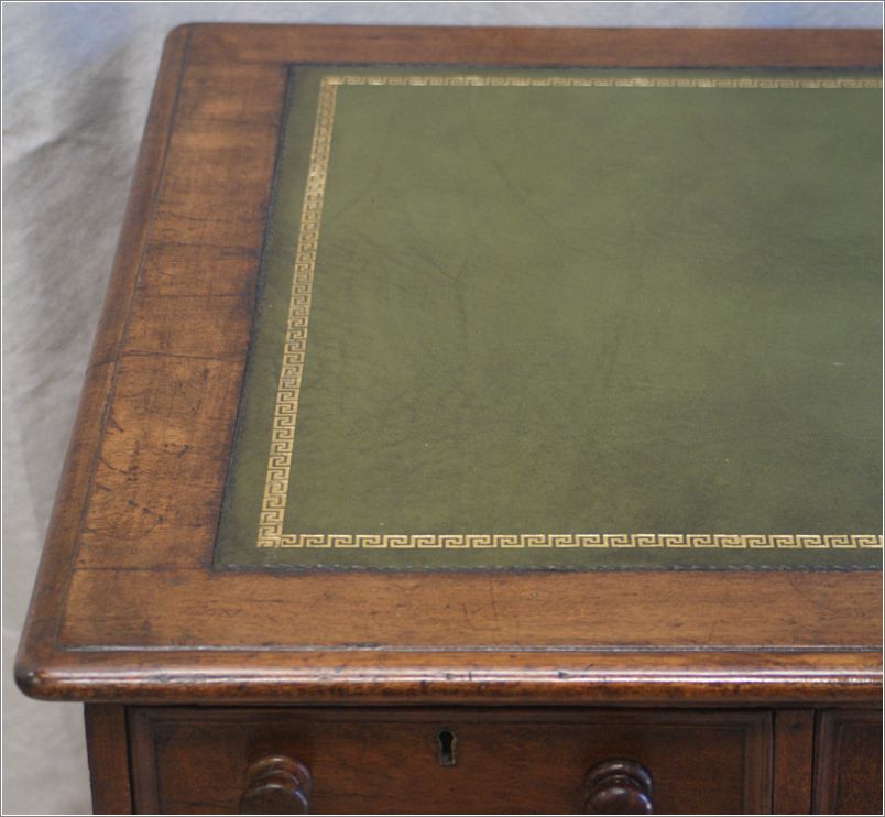 2055 Small Antique Mahogany Pedestal Desk (6)